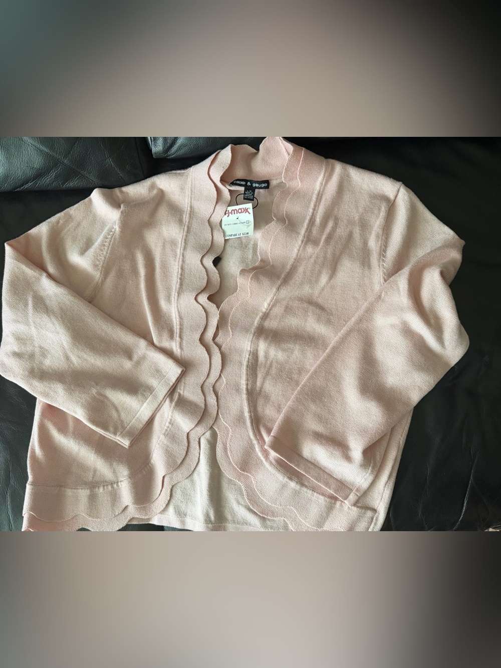 NWT Light Pink Scalloped Open-Front Cardigan - Large